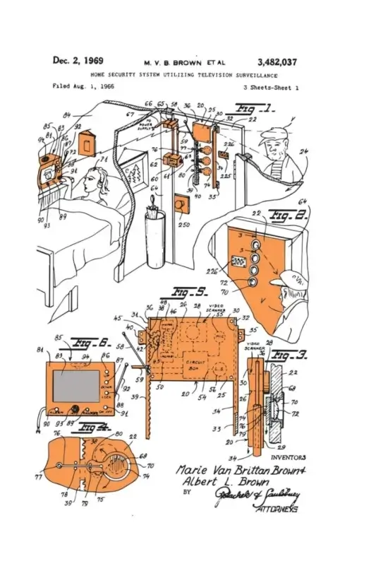 Marie van Brittan Brown african home security drawing.